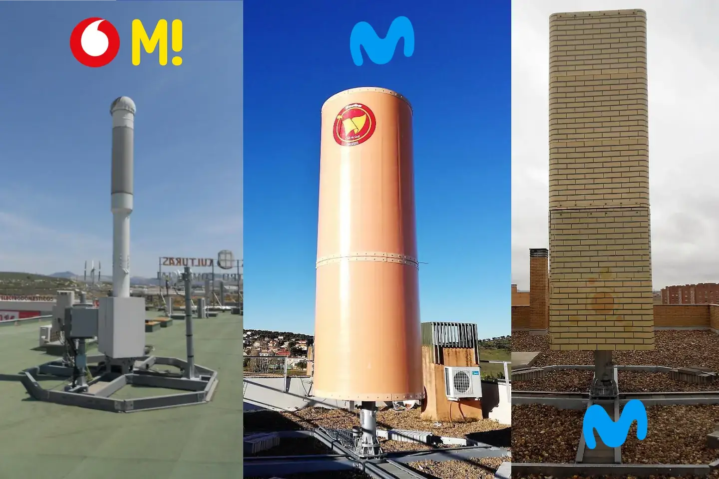 Antenas de telefonia camufladas de vodafone, masmovil y movistar.